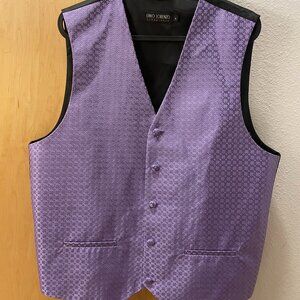Men's Purple Button-Up Suit Vest with Adjustable Waistband - Size Small